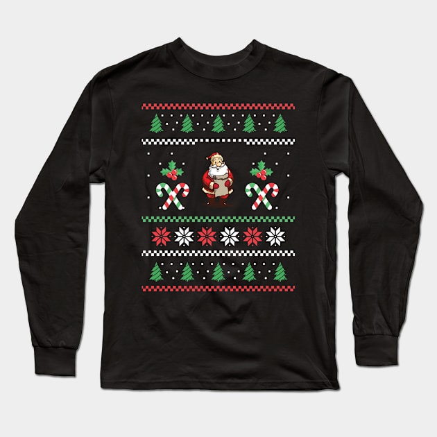 Ugly Christmas Santa Claus Long Sleeve T-Shirt by Shiva121